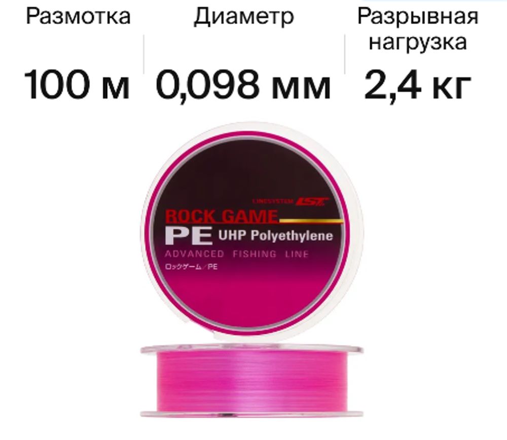 Шнур LINESYSTEM Rock Game PE 100m #0.3 pink