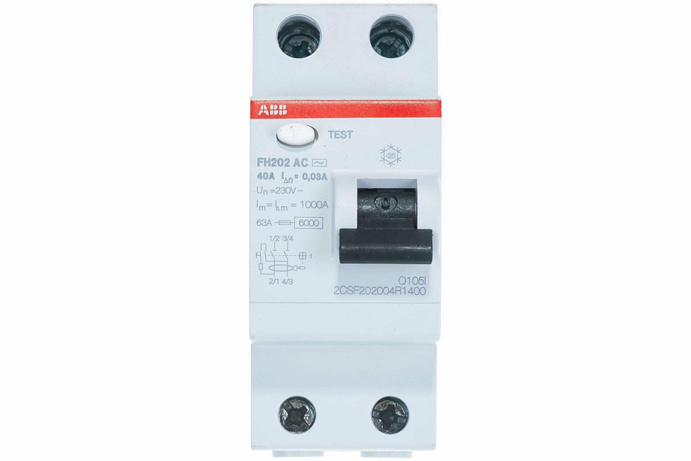 Выключатель дифференциальный УЗО ABB 2P FH202 AC-40/0,03A (1шт) (арт. 2CSF202004R1400)