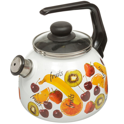 Чайник сталь, эмал, 3 л, свист, руч консоль, Vitross, Fruits, 1RС12