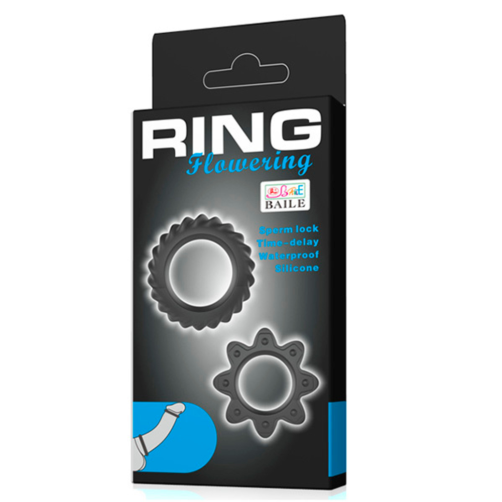 Набор из 2 ребристых эрекционных колец 4,5см и 4,8см Baile Ring Flowering BI-210154
