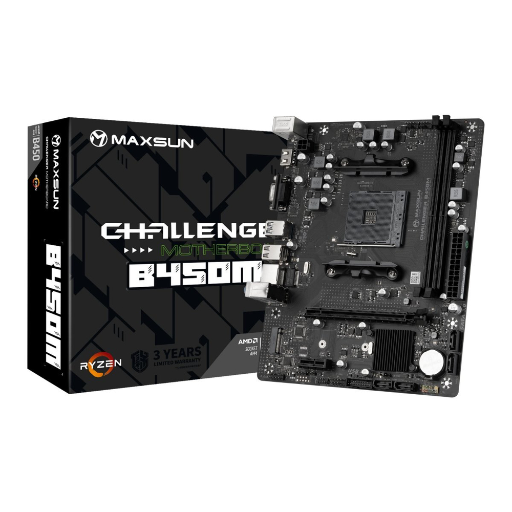 Материнская плата MAXSUN MS-Challenger B450M, AM4, DDR4, mATX