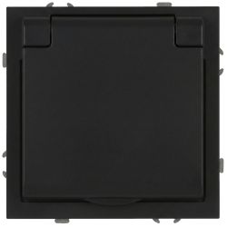Розетка ЭРА Galaxy 15-2103-05 c заземлением 2P+E Schuko со шторками с крышкой 16А-250В IP20 антрацит | Эра Galaxy