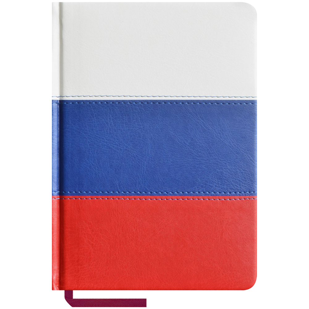 OfficeSpace ежедневник недатированный А5,  160л.,  кожзам,  "Flag",  триколор,  тонир.блок