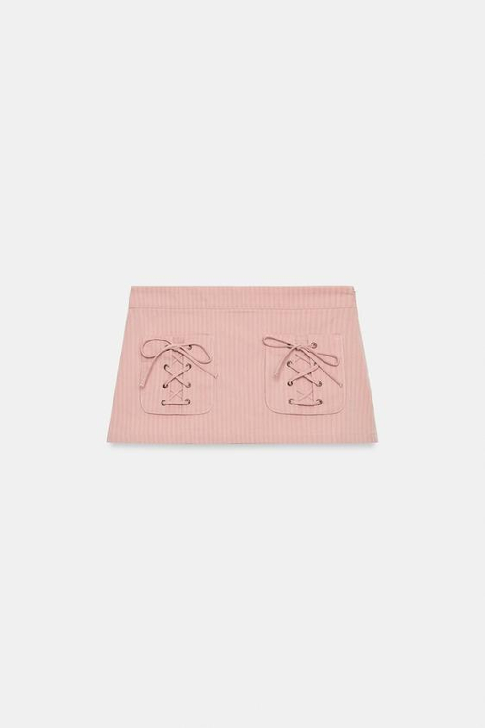 ZARA МИНИ-ЮБКА В ПОЛОСКУ С КАРМАНАМИ, БЛЕДНО-РОЗОВЫЙ