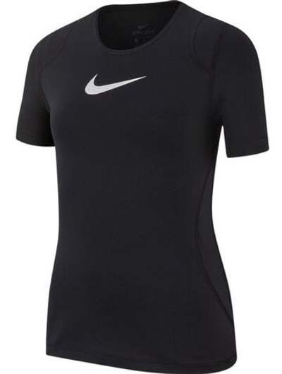 Футболка для девочки теннисная Nike Pro Top SS - black/white