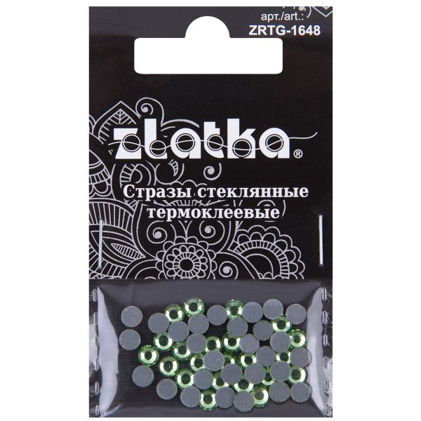Стразы клеевые стекло 3.9 мм, 5х48 шт, SS16 №11 салатовый (Peridot), Zlatka ZRTG-1648