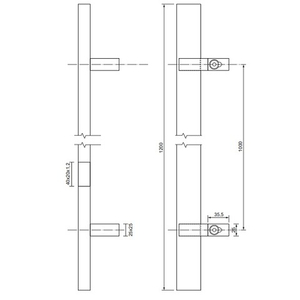 Ручки-скобы APECS Square HC-0902-40*20/1000-INOX/304-SS (DTJ-Q45) нержавейка