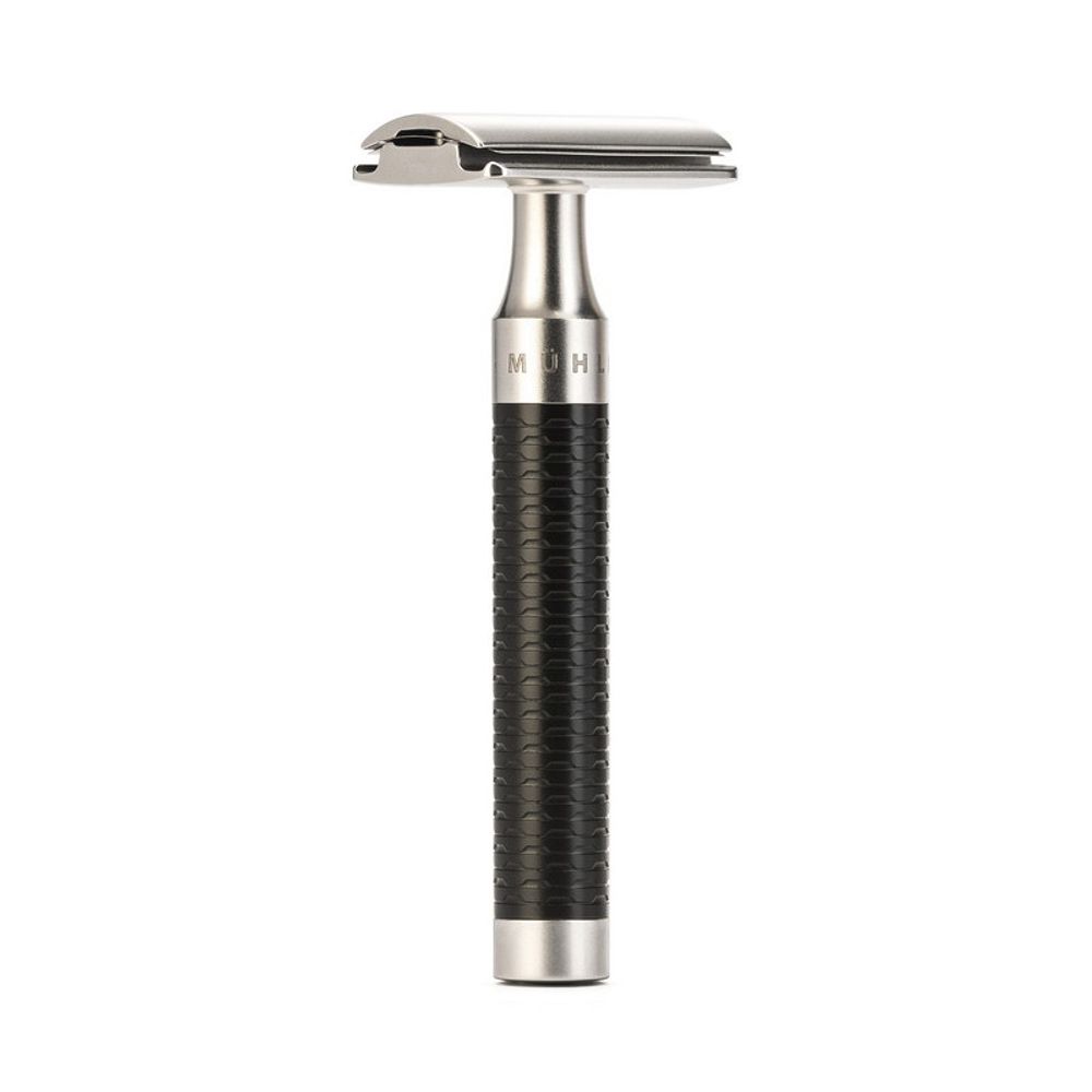 Т-образная бритва MUEHLE ROCCA, сталь, черный акцент, closed comb (R 96)