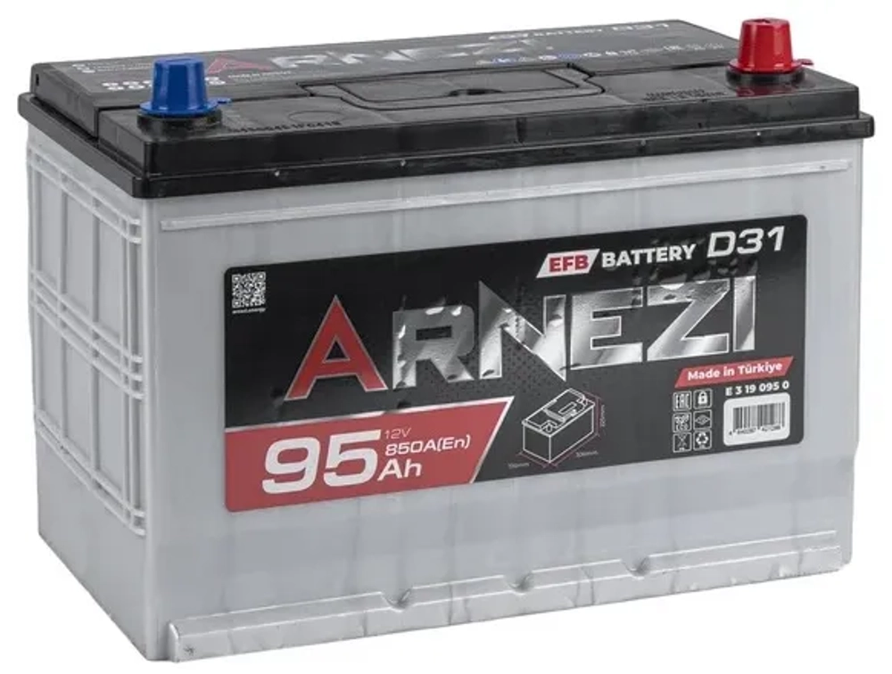 Аккумулятор ARNEZI EFB JIS Start-stop 95 А/ч прямой L+ 306x176x225 D31/N70 EN 850 А