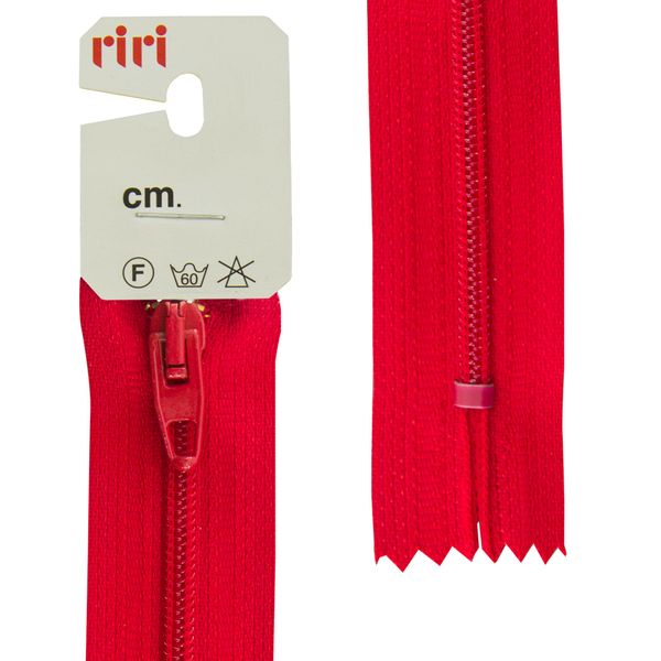 Молния спиральная (витая) RIRI Т4 (4 мм) 1 зам., н/раз., 20 см, Meras, цв.2407, красный, 10 шт
