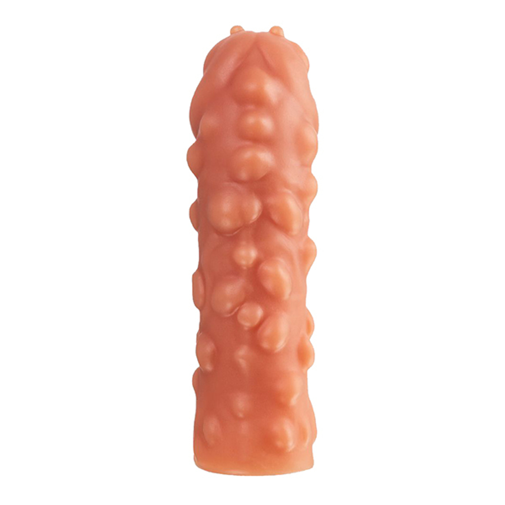 Телесная насадка на член 16,5см покрытая пузырьками Kokos Penis Sleeve 001 L Size