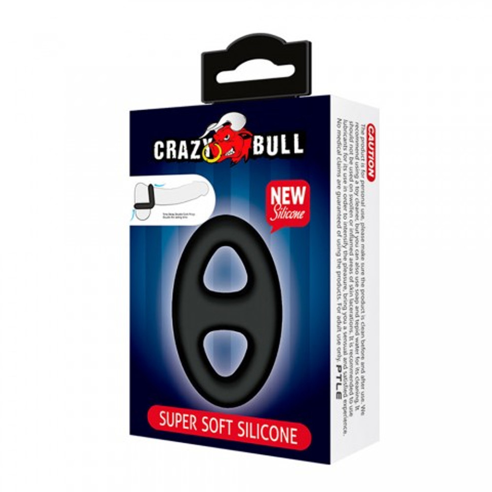 Двойное эрекционное кольцо на пенис и мошонку Crazy bull