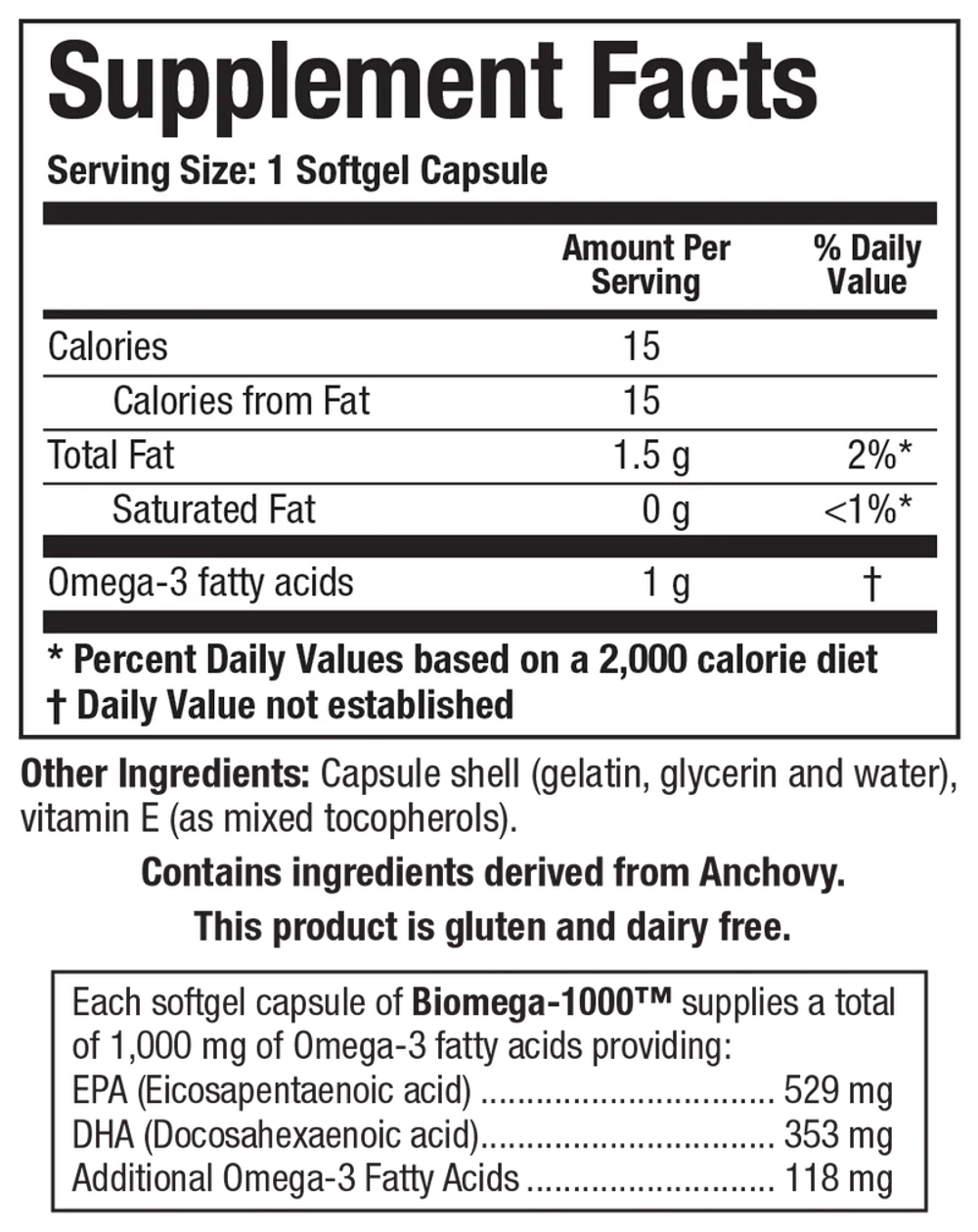 Omega-3 In Tryiglyceride Form A Fish Oil Concentrate 1000 mg 90 капсул Biogeek