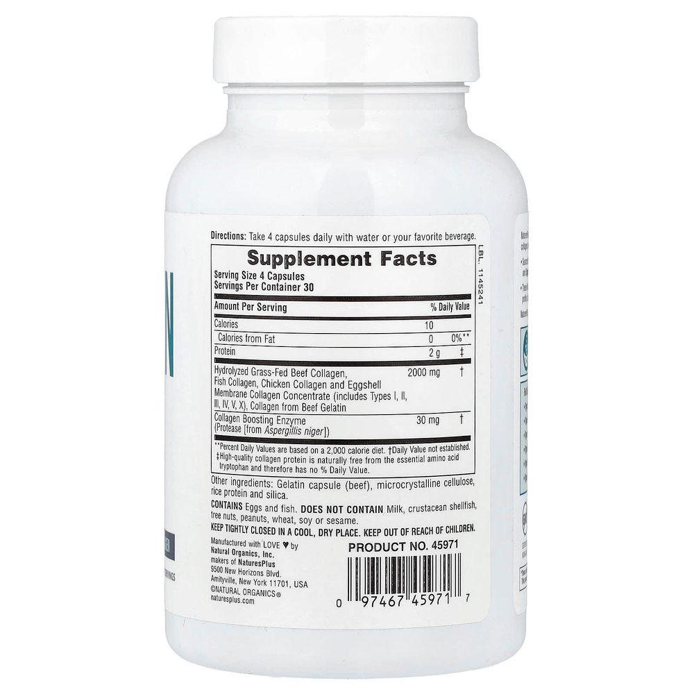 NaturesPlus, пептиды коллагена, 120 капсул