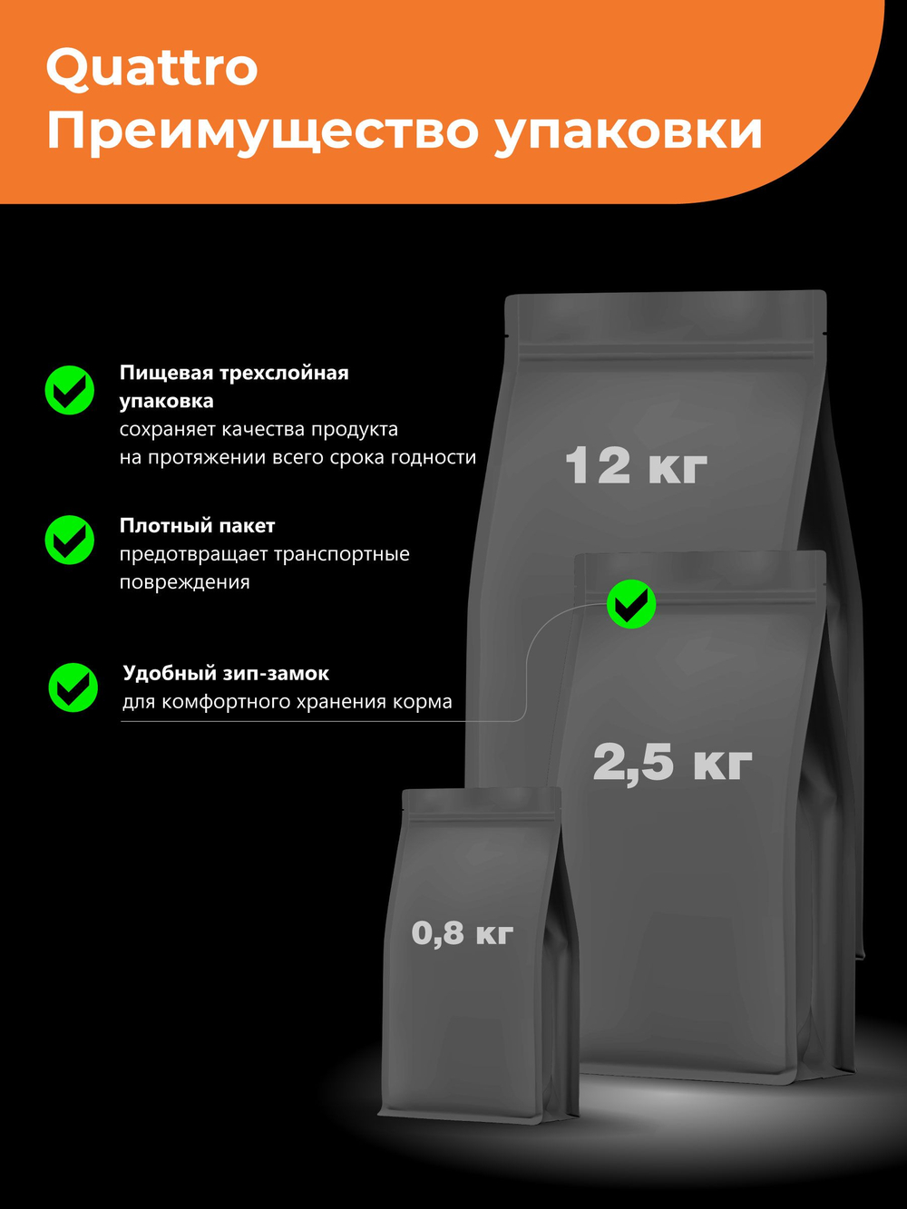 Quattro корм для взрослых собак породы Американский эскимосский шпиц, с индейкой, 12 кг, QUATTRO