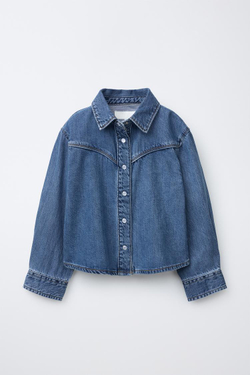 ZARA ДЖИНСОВАЯ РУБАШКА СО ШВАМИ, СИНИЙ