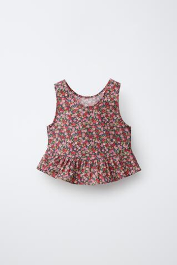 ZARA ТОП С ЦВЕТОЧНЫМ ПРИНТОМ LIBERTY, РОЗОВАТЫЙ