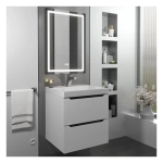 Тумба с раковиной Uperwood Tanos 50 см, подвесная, матовая, белая/графит