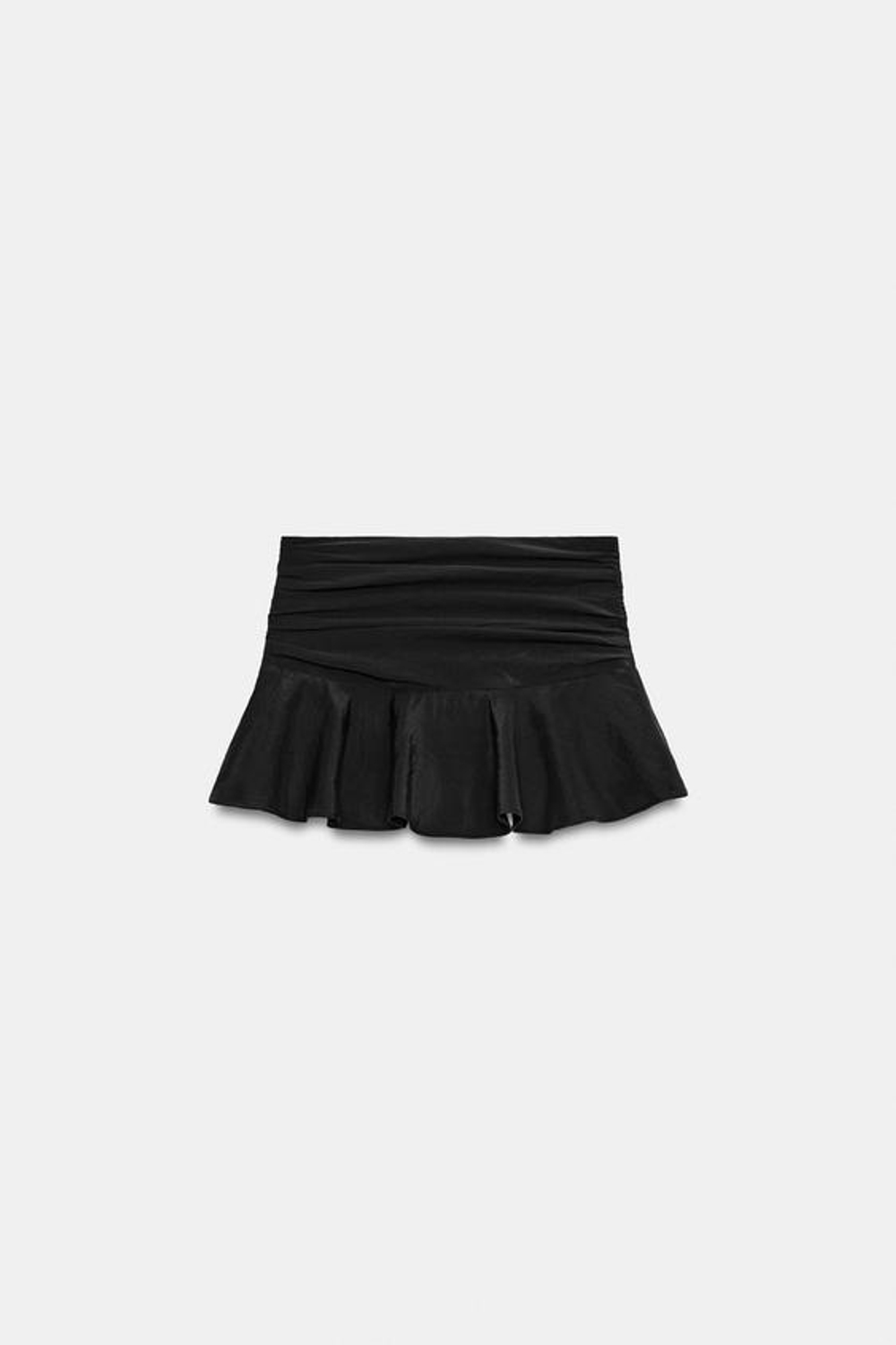 ZARA СТРУЯЩАЯСЯ ЮБКА-ШОРТЫ С ВОЛАНОМ, ЧЕРНЫЙ