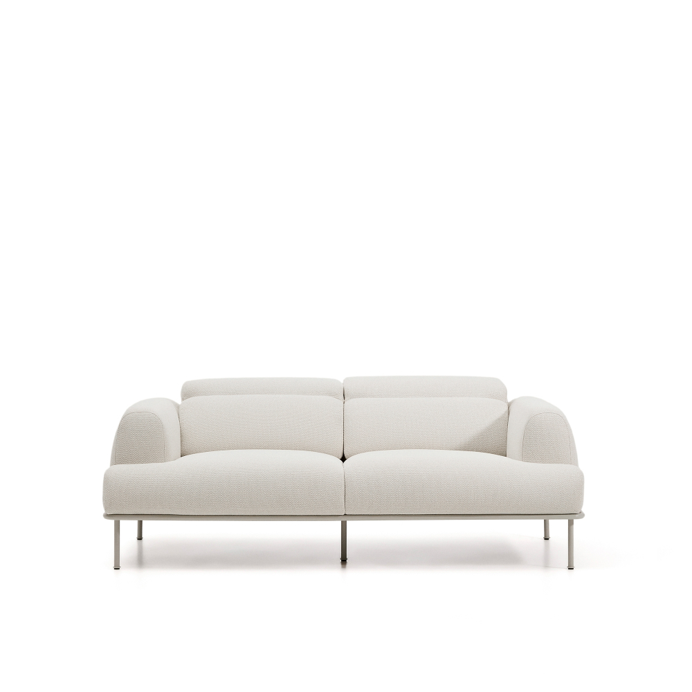 2-местный диван Aurum из шенилла цвета экрю и бежевого металла 210 см