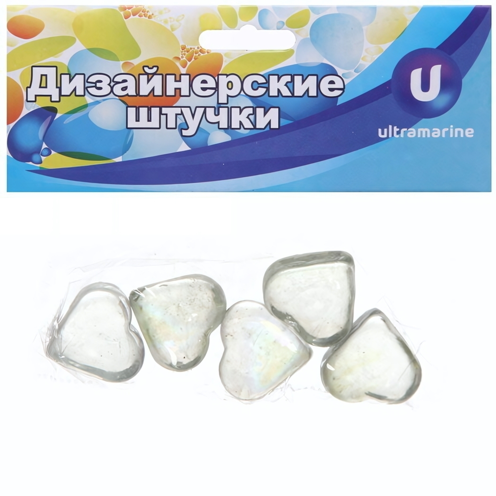 Стеклянные камушки для дизайна d25"Сердце» 100гр
