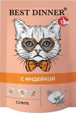 Паучи Best Dinner Бест Диннер Мясные деликатесы для кошек Суфле с индейкой 85 г