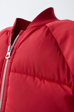 ZARA СТЕГАНОЕ ПАЛЬТО WATER REPELLENT, КРАСНЫЙ