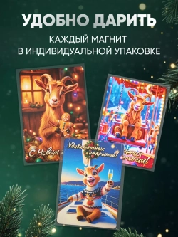 Новогодние магниты на холодильник символ года Коза 2027
