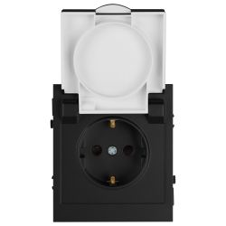 Розетка ЭРА Arktik 16-2103-05 с заземлением 2P+E Schuko со шторками с крышкой 16А-250В антрацит | Эра Arktik