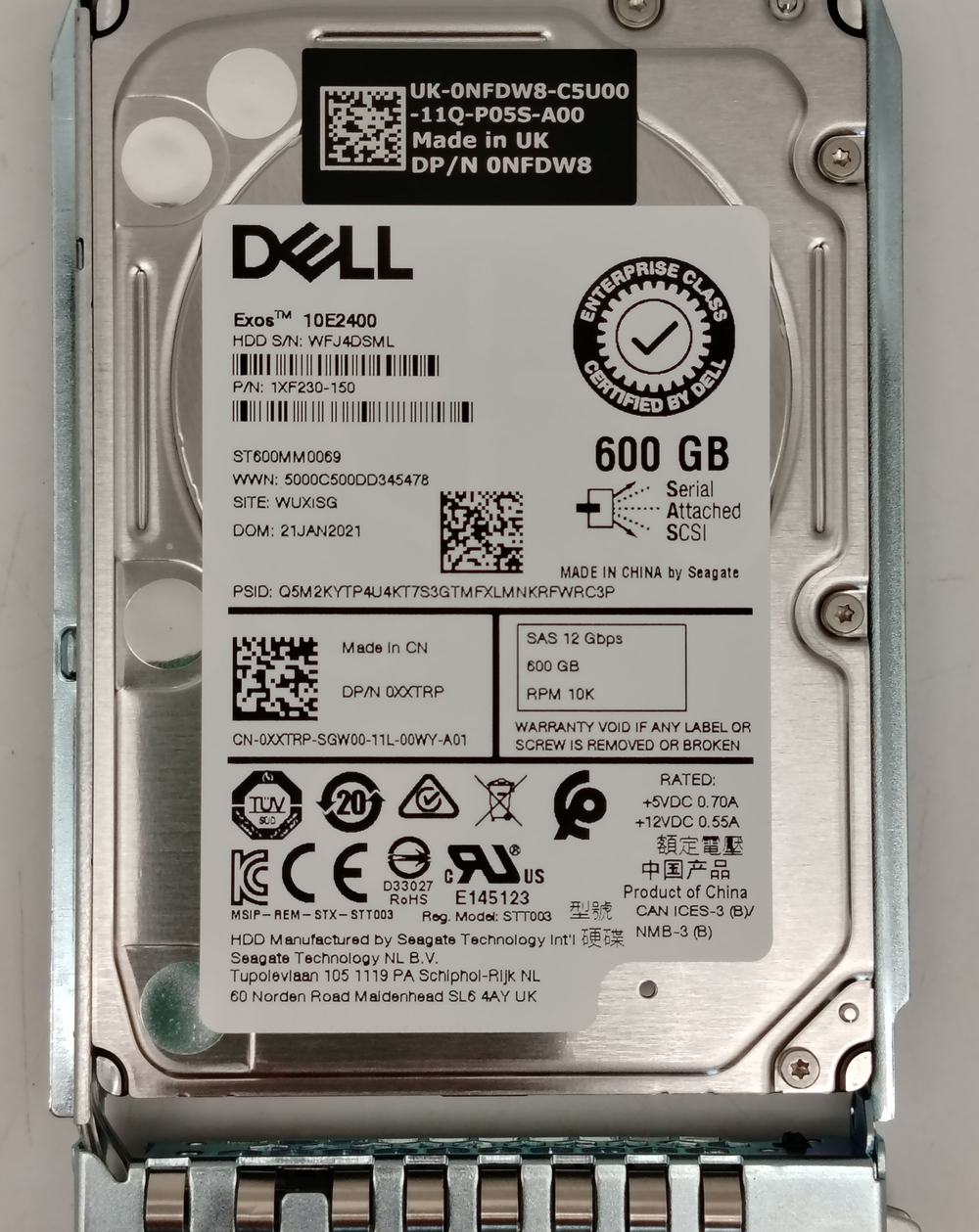 Жёсткий диск Dell 600GB SAS 10K 2.5" 600GB-SAS2.5, 1XF230-150