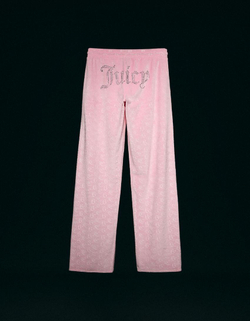 BERSHKA X JUICY COUTURE БАРХАТНЫЕ БРЮКИ, РОЗОВЫЙ