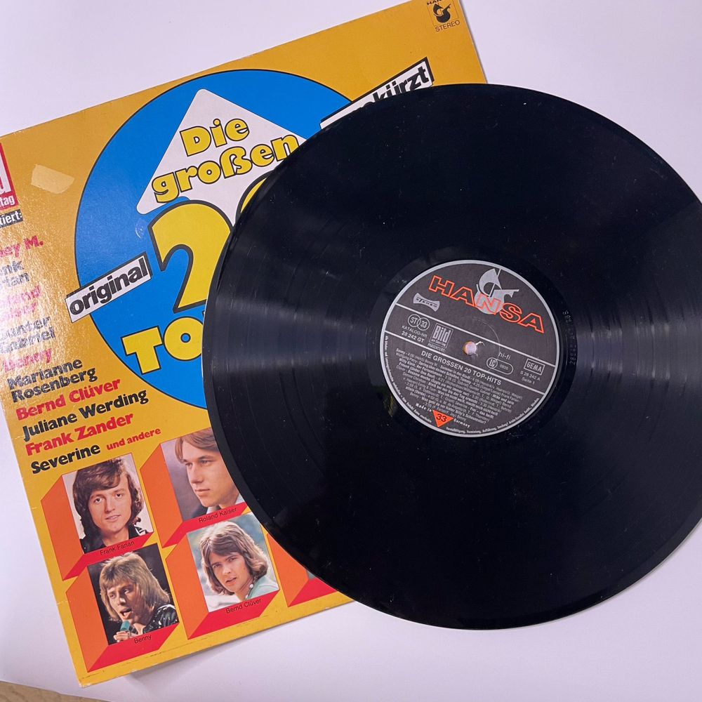 Винтажная виниловая пластинка LP Сборник Диско, Die Grossen 20 Top Hits (Германия 1976) (Boney M., Gilla и др)