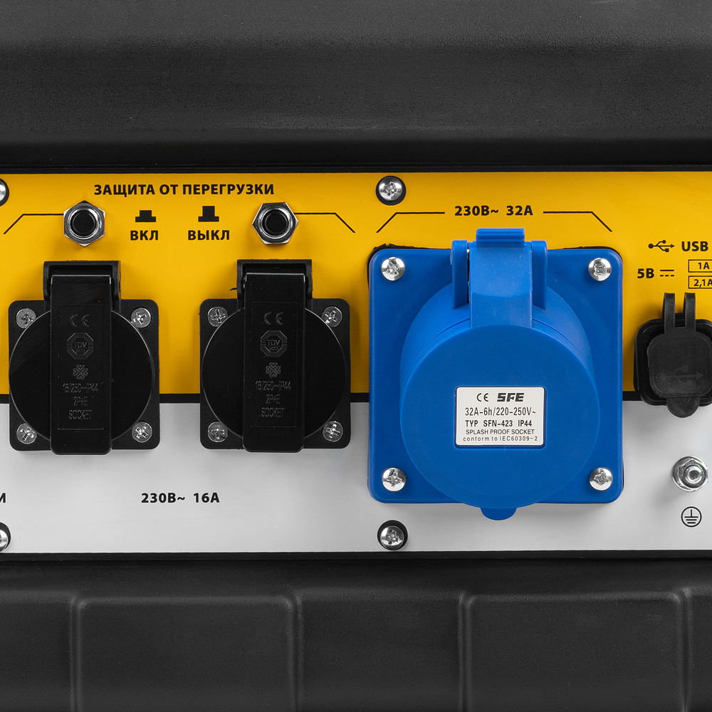 Генератор бензиновый Denzel PS 70 EA, 7.0 кВт, 230 В, 25 л, коннектор автоматики, электростартер, арт.946894