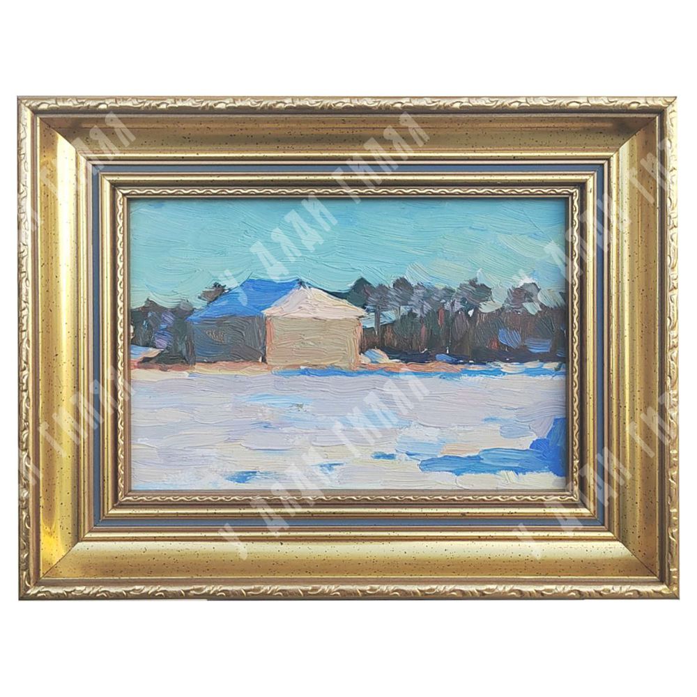 Динес Ю. С. Зима. Переделкино. Этюд. Картон, масло. 1956 Динес Ю. С. Зима. Переделкино. Этюд. Картон, масло. 1956