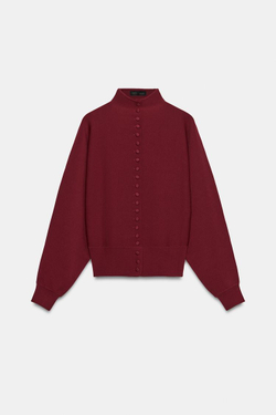 ZARA КАРДИГАН С ОБТЯЖНОЙ ПУГОВИЦЕЙ, БУРГУНДИ