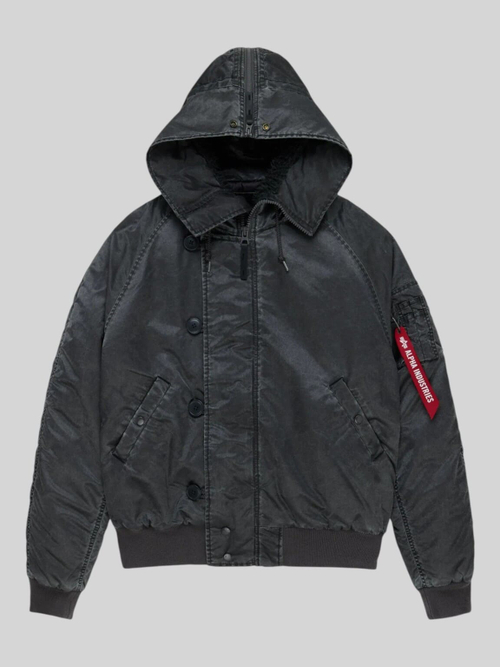 Куртка короткая Alpha N-2B BATTLEWASH PARKA (черная - black)
