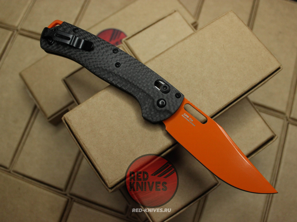 Нож Benchmade Taggedout 15535 А+++ - карбон рукоять, клинок оранж