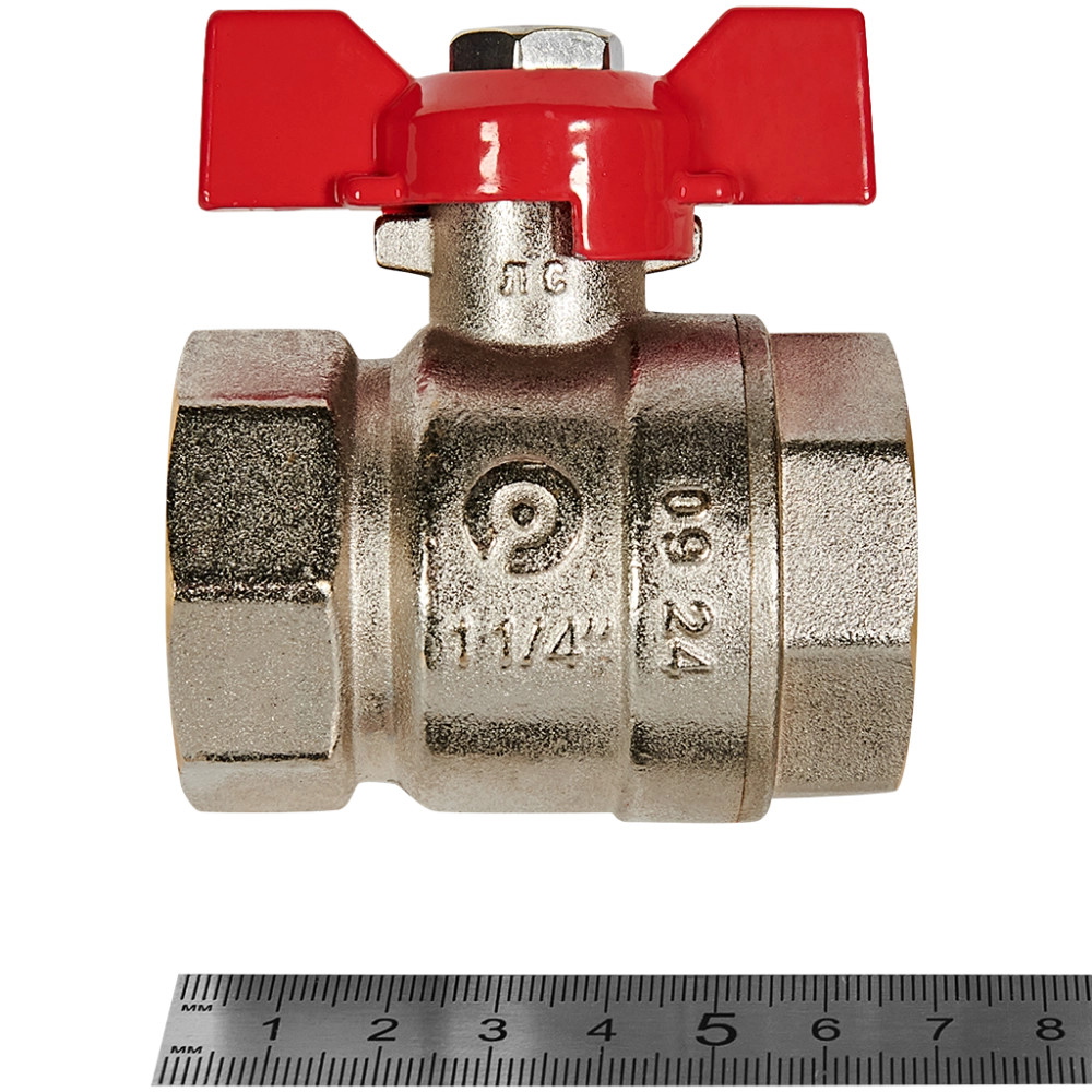 Кран шаровой полнопроходной ROMMER - 1"1/4 (ВР/ВР, PN40, ручка-бабочка)