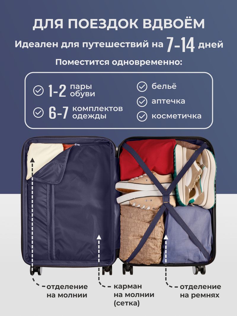 Набор S/M ручная кладь и средний Серебристый