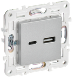SKANDY Розетка USB A+C 18Вт SK-R13S серебряный IEK