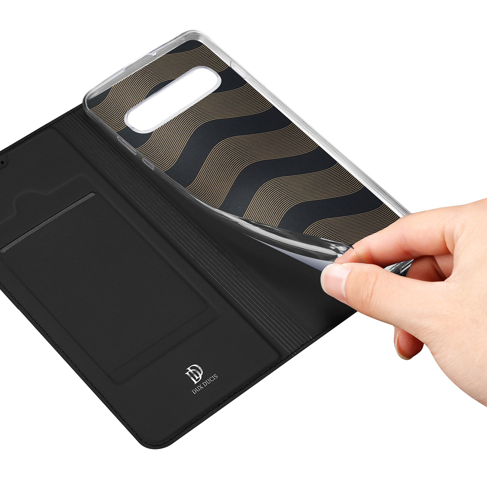 Чехол книжка из PU кожи черного цвета от Dux Ducis для Samsung Galaxy S10 Plus, серия Skin Pro Series Case