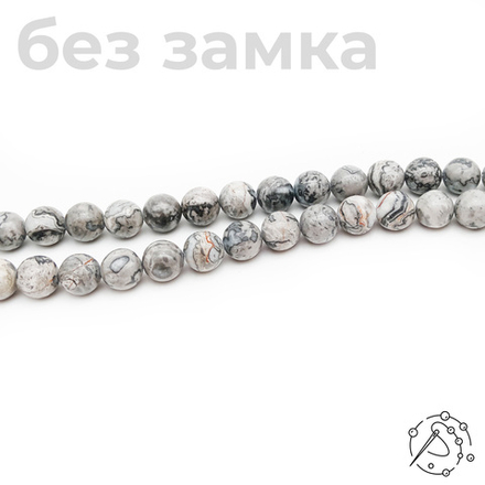 Нить бусин яшма серебряная 10 мм