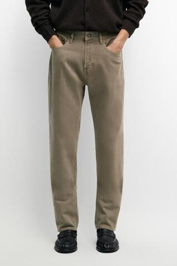 Massimo Dutti Зауженные брюки с отделкой под деним, жженый