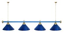 Лампа STARTBILLIARDS 4 пл. (плафоны антик медь,штанга зеленая,фурнитура золото)