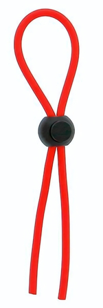 Красное эрекционное лассо с одной бусинкой-утяжкой STRETCHY THICK LASSO (Цвет: красный с черным)
