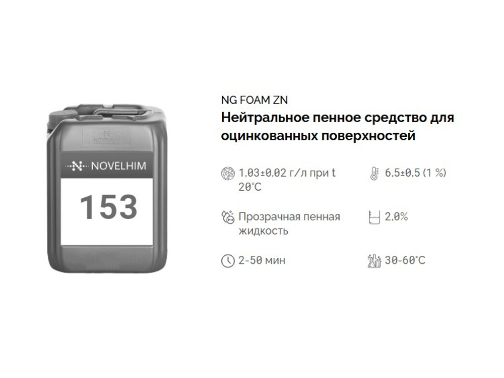 153 NG Foam Zn Нейтральное пенное средство для оцинкованных поверхностей. Канистра 10л.