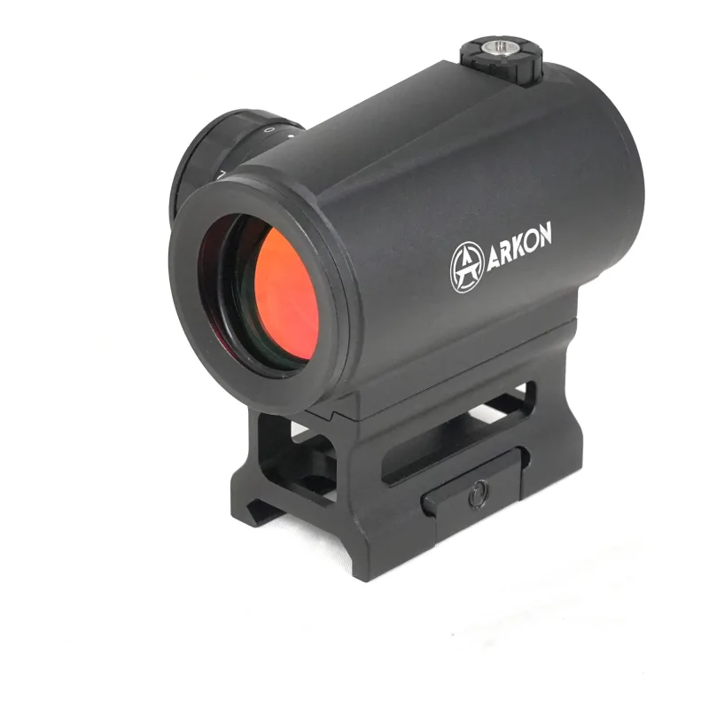Коллиматорный прицел ARKON Pointer 1x25D / Аркон Поинтер 1 25 Д - вид спереди и сбоку на высоком креплении