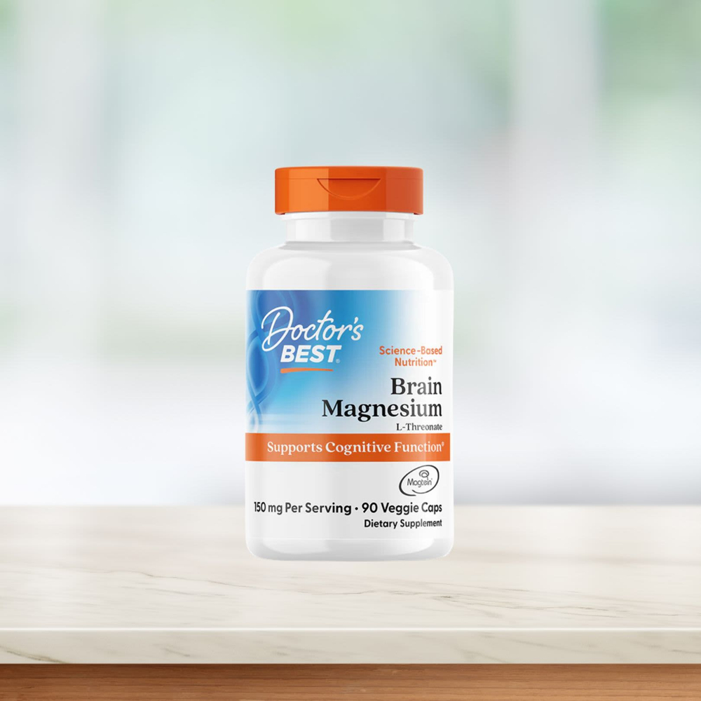 Doctor's Best, магний для мозга с Magtein®, 90 растительных капсул (50 мг в 1 капсуле)