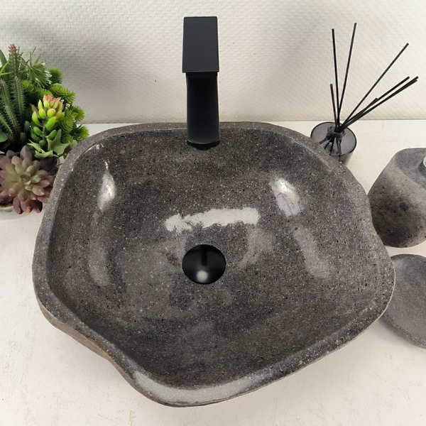 Раковина из речного камня RS-65121 44x39x15 из натурального камня