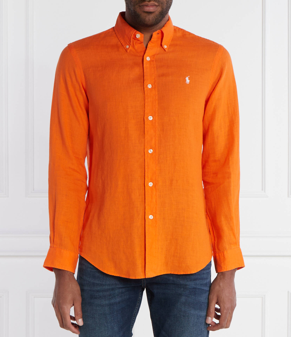 Льняная рубашка POLO RALPH LAUREN - оранжевый(710794141)